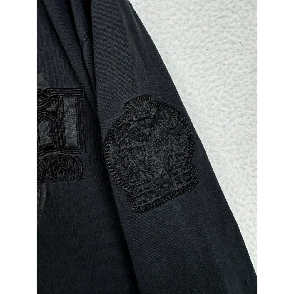 + Vintage Y2K COOGI 69 Shirt Mens XL Black Spellout Logo Long Sleeve -Distressed